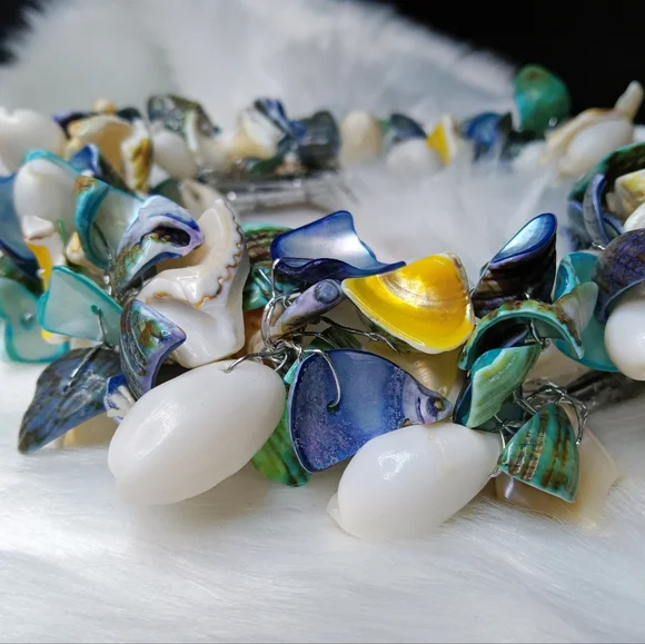 2 Handmade Shell Bangle Bracelets - Picture 3 of 3